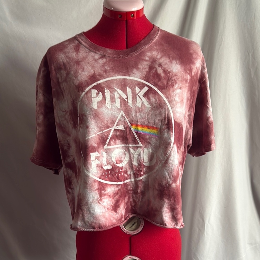 Pink Floyd Tie Dye Short Sleeve Tee Maroon and White LL187